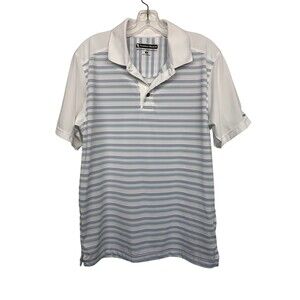 Pebble Beach Men's size S Blue Striped Dry-Luxe Performance Polo Golf Shirt